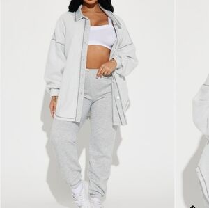 Fashion Nova Light Gray Jogger Set